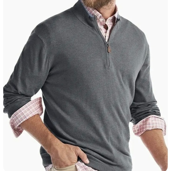 Johnnie-O Men’s Grey Bailey Quarter Zip Sweater XL Silk Blend Knit Fall Winter - Picture 1 of 13